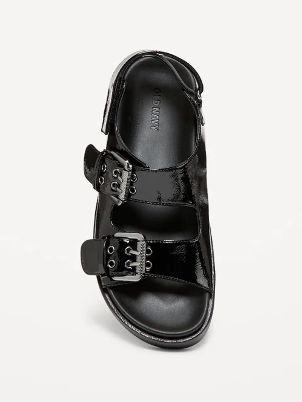 Old Navy Black Patent Double-Buckle Sandals